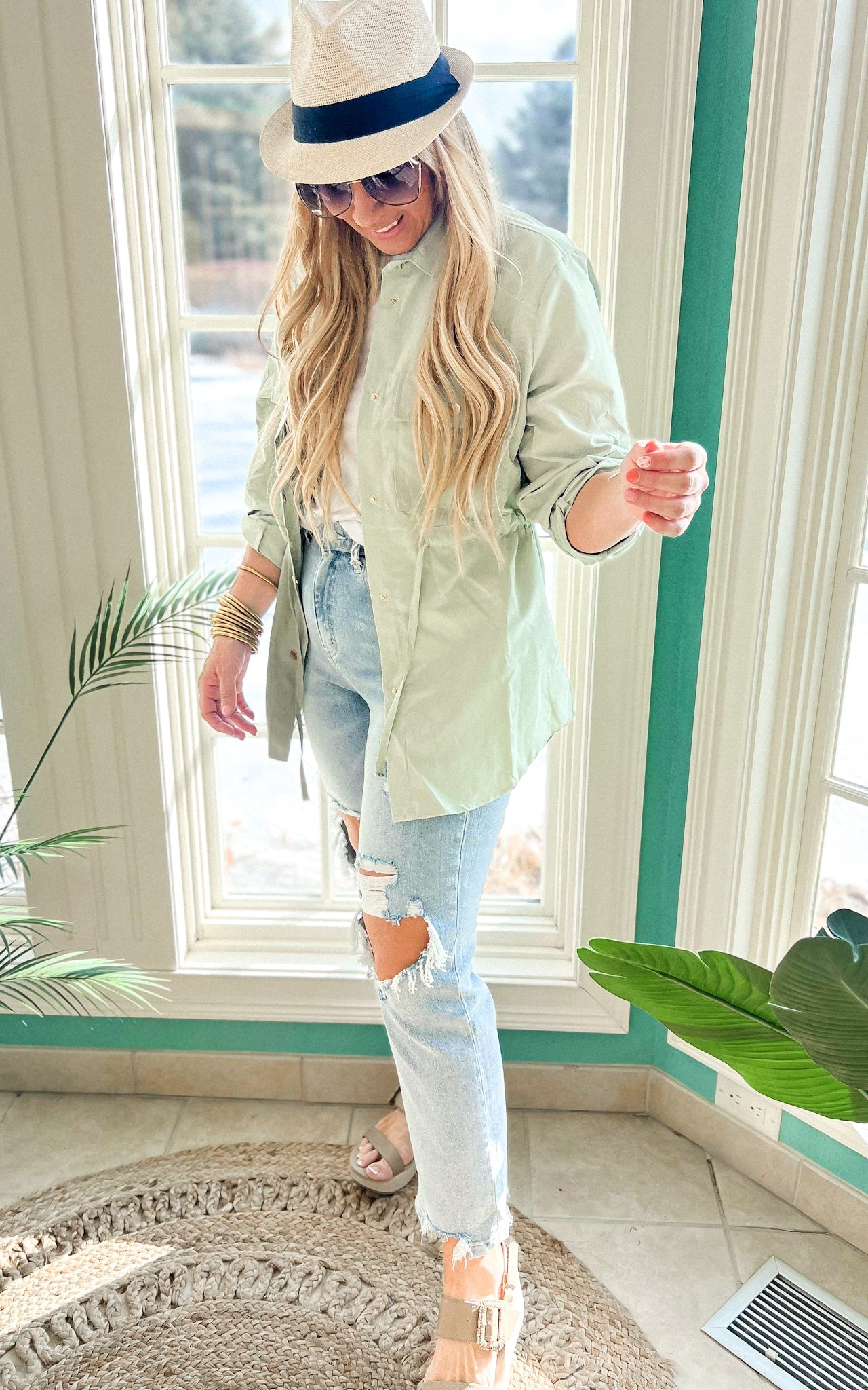 Spring Long Sleeve Button Down Jacket