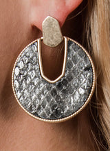 Gold & Grey SnakeSkin Earrings - Final Sale