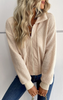 Apricot Collared Neck Sherpa Fleece Zipper Jacket