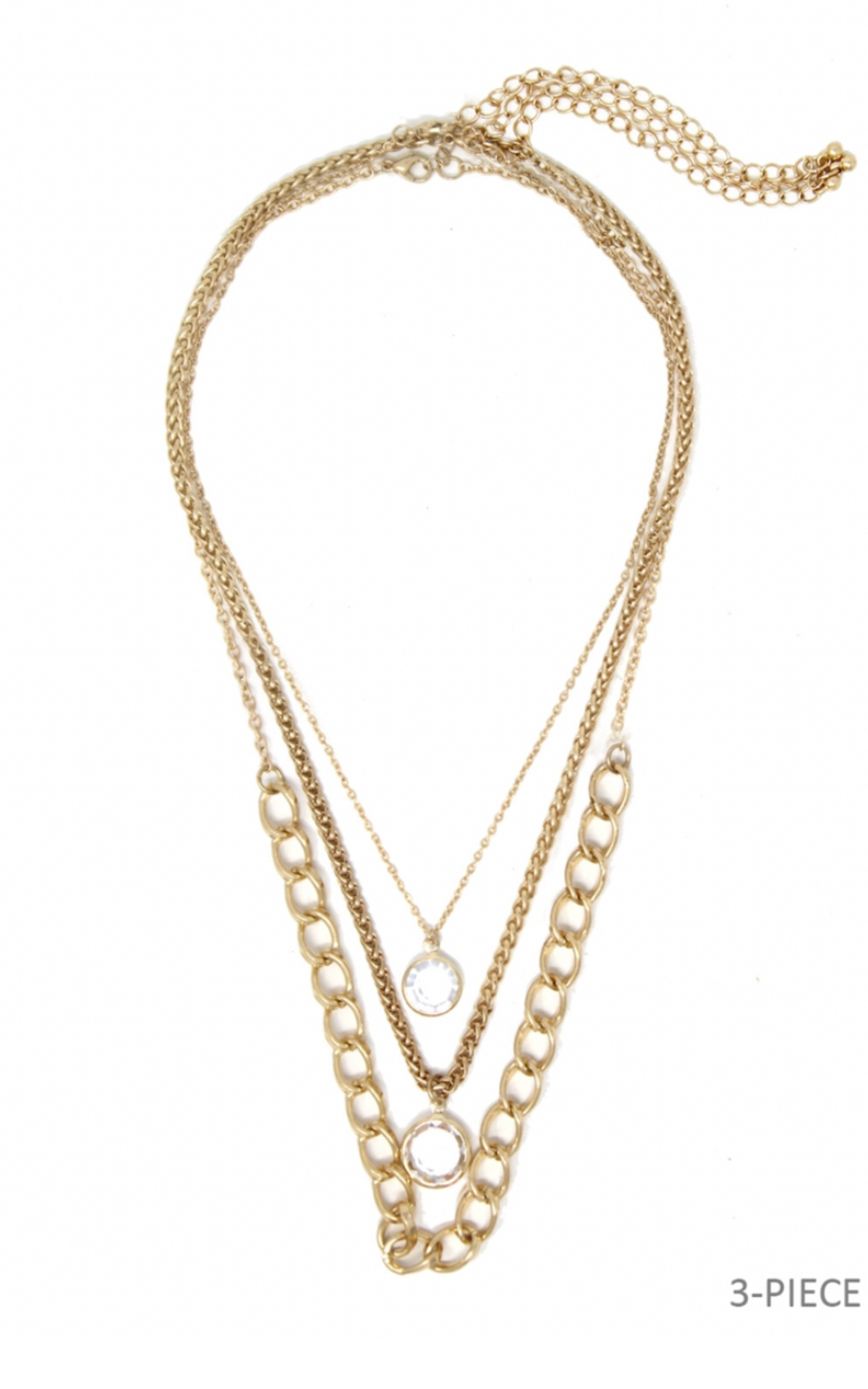 Triple Layered Crystal & Gold Necklace