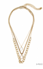 Triple Layered Crystal & Gold Necklace