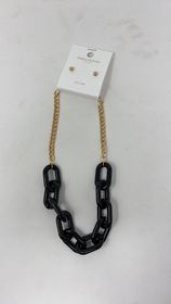 NECKLACE BLACK LINKS GOLD CHAIN