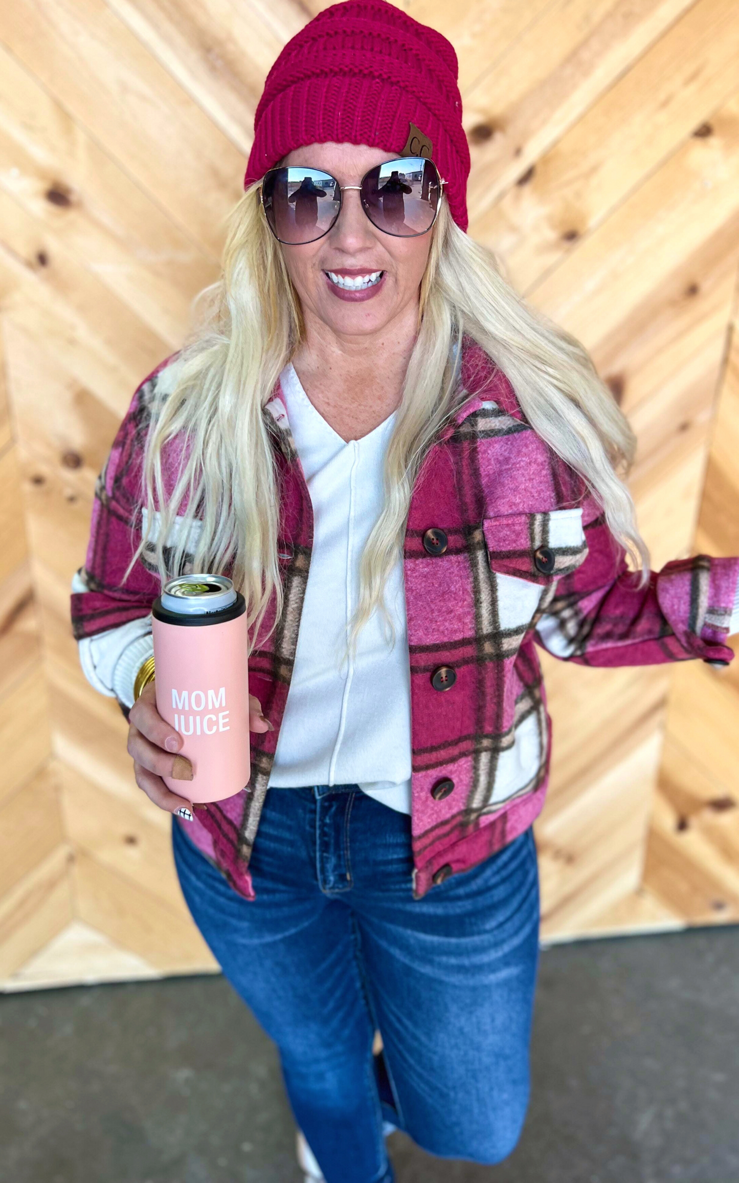 Fall Pink Plaid Jackets 