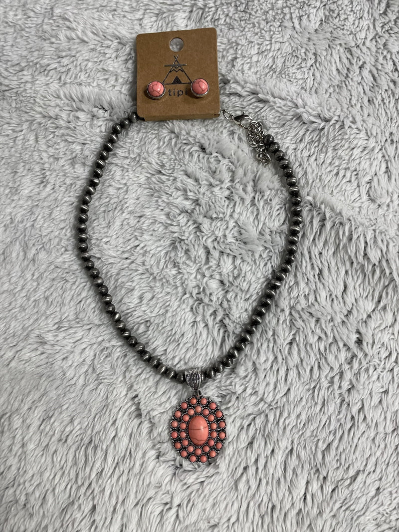 Peach and Stone necklace - Final Sale