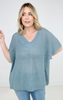 Oversized V-Neck Sheer Knit Top