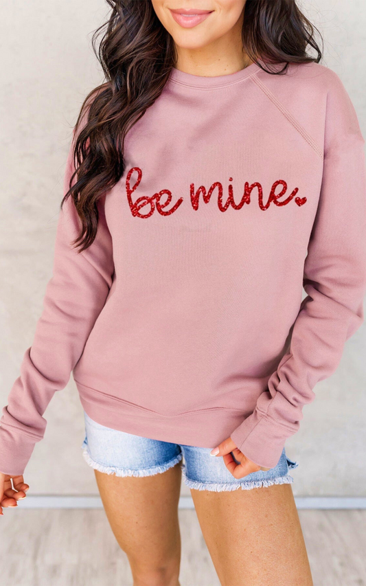 Pink Be Mine Glitter Pattern Print Pullover Sweatshirt