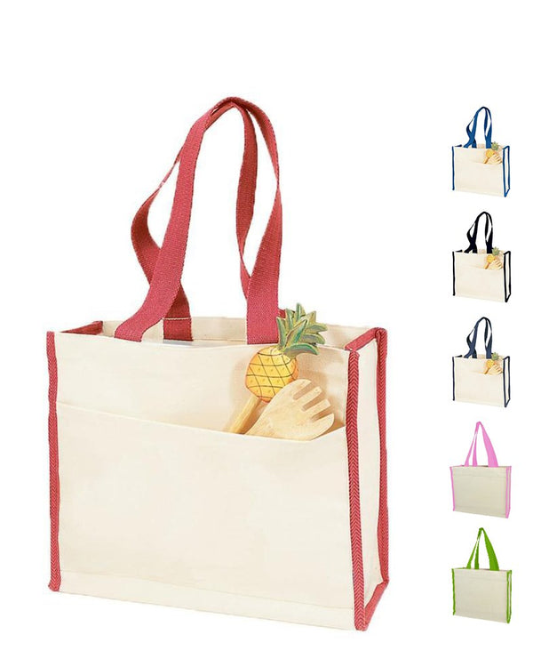  Gusseted Tote with Colored Handles, ACCESSORIES, q-tee, BAD HABIT BOUTIQUE 