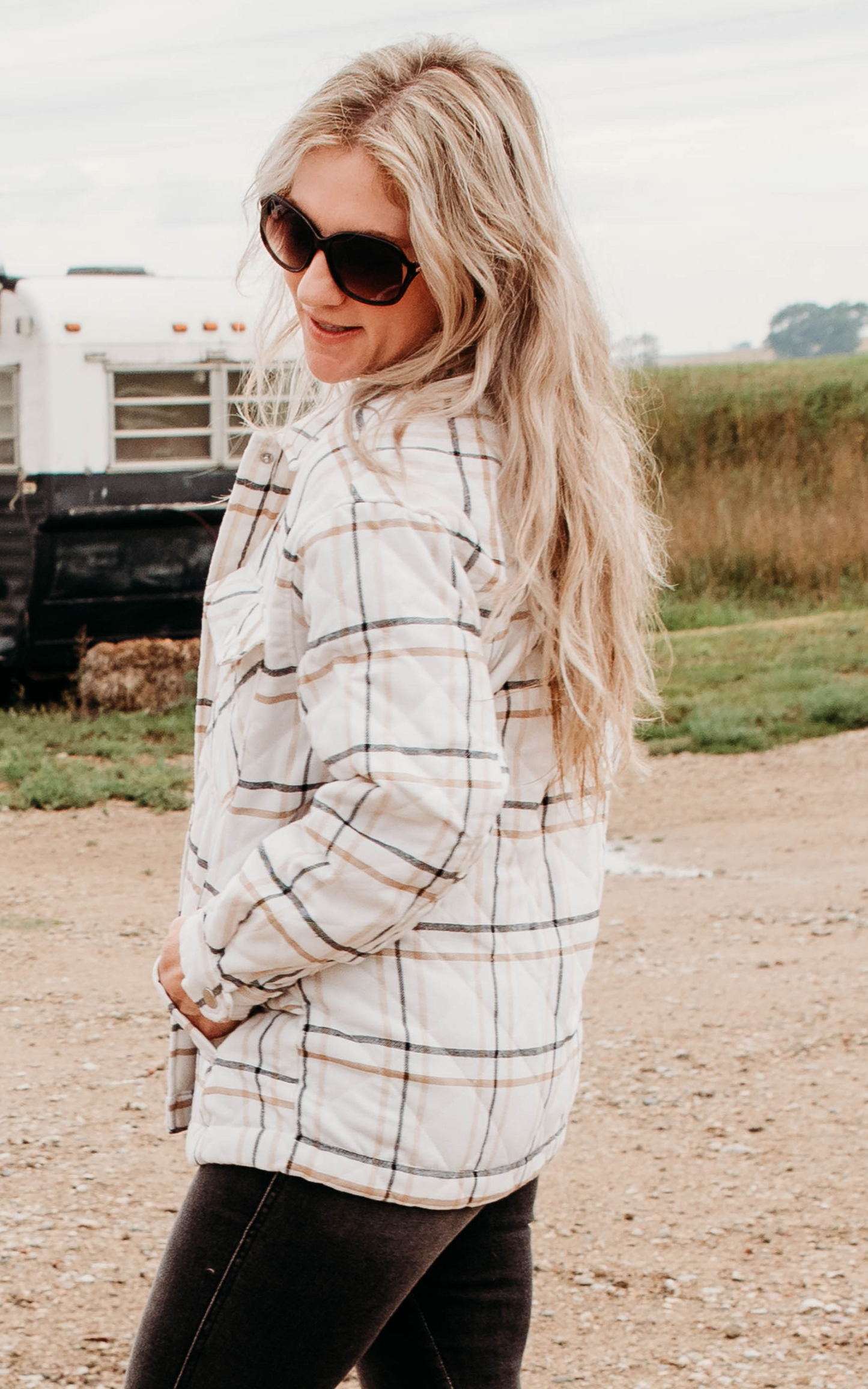 ivory plaid shacket 