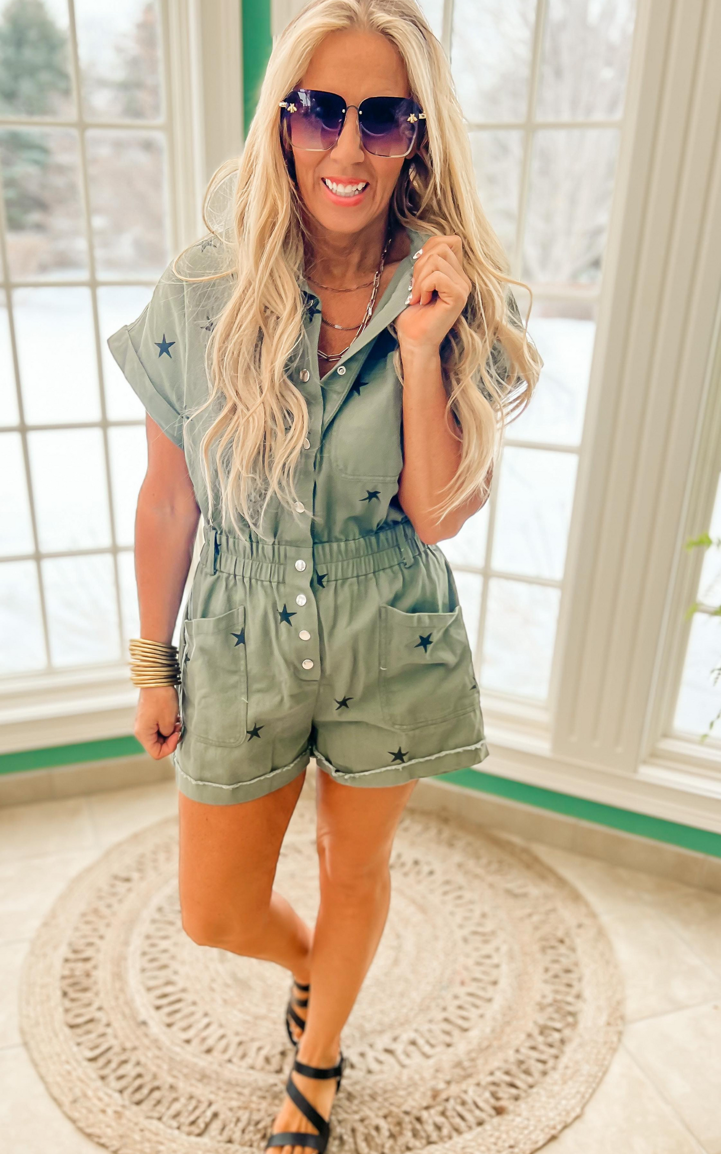 Olive Star Romper 