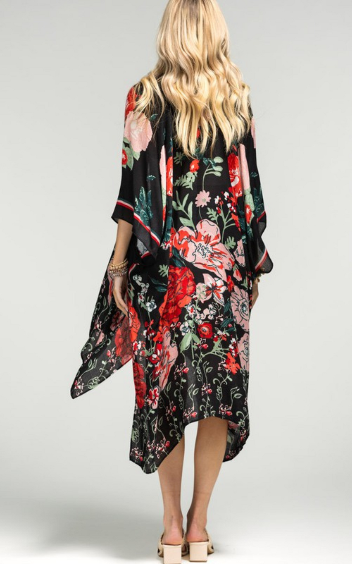 Red Flower Garden Kimono