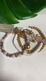 Pink and Cream Stackable Bracelet