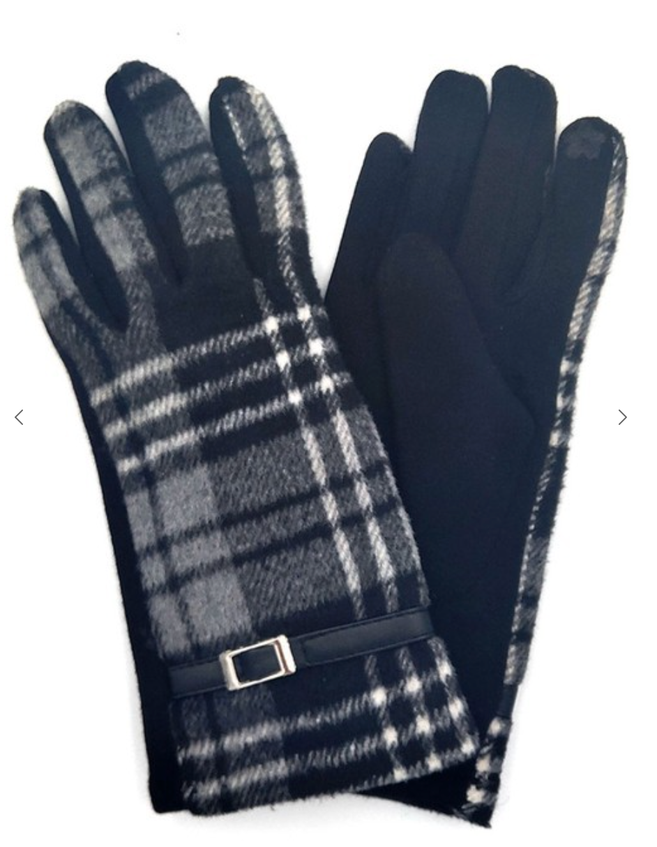  Plaid Pattern Touch Screen Gloves, ACCESSORIES, JOIA, BAD HABIT BOUTIQUE 