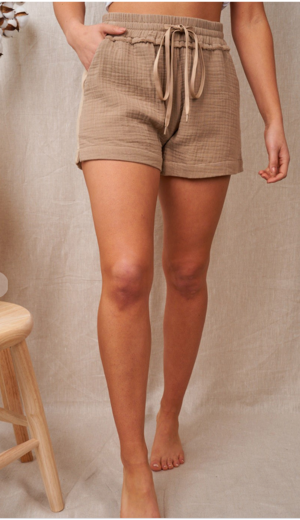 Rolled Cuff Linen Shorts | by White Birch - BAD HABIT BOUTIQUE 