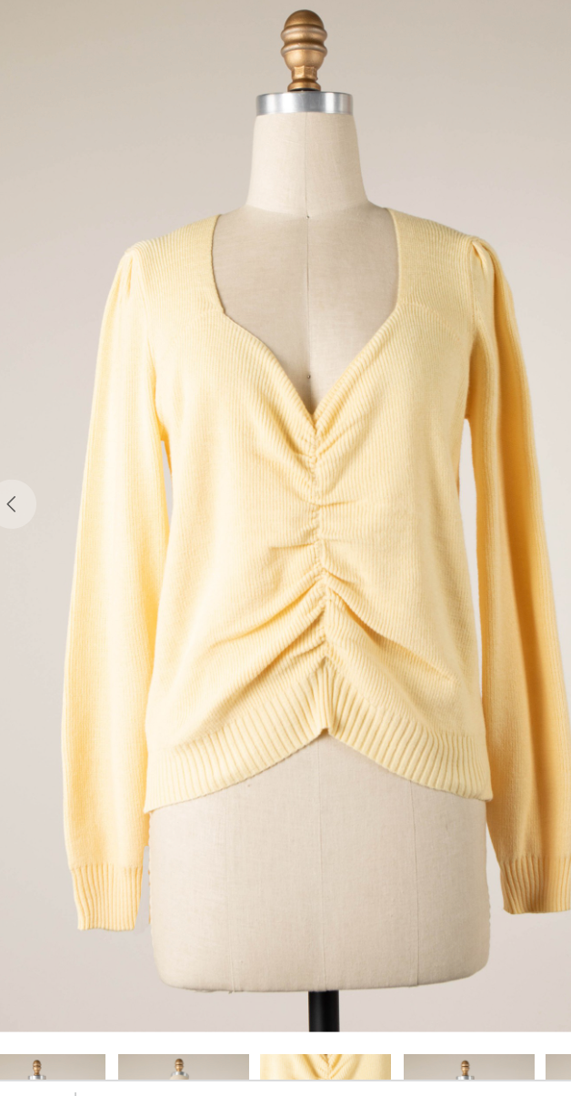 Sweetheart Neckline Knit Sweater - Final Sale