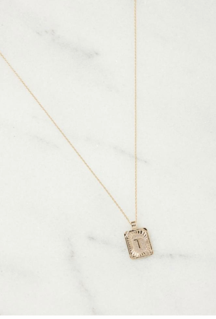 INITIAL SQUARE CHARM NECKLACE 16'' - Final Sale