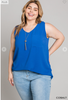 Emma Solid Sleeveless V Neck Tank Top | FINAL SALE