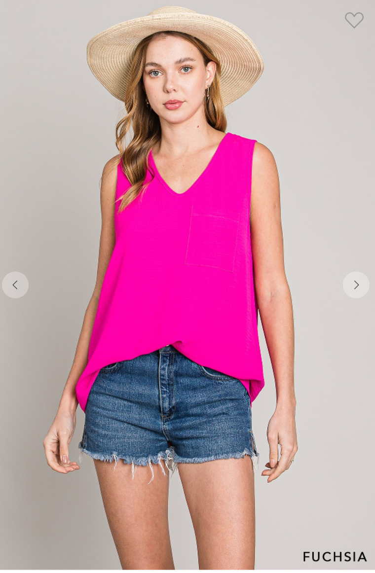 Emma Solid Sleeveless V Neck Tank Top | FINAL SALE