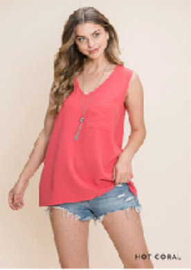 Emma Solid Sleeveless V Neck Tank Top | FINAL SALE