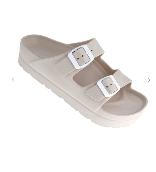 Double Buckle Rubber Platform Sandal Nude - Final Sale