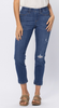 Mid Rise Distressed Pull On Boyfriend Jeggings- Judy Blue - Final Sale