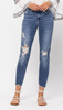 High Waist Distressed Ankle Skinny Jeans- Judy Blue* - Final Sale