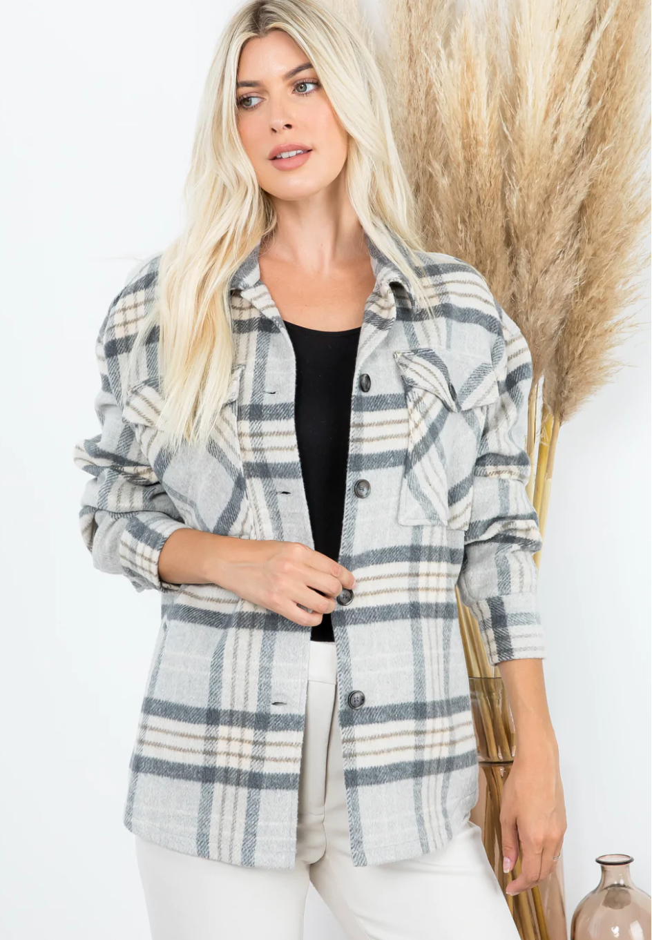 Bonfire & Chill Plaid Shacket (Grey) | FINAL SALE