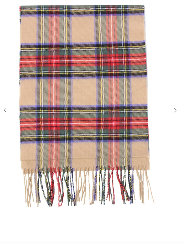 Plaid Softer Than Cashmere Scarf Beige