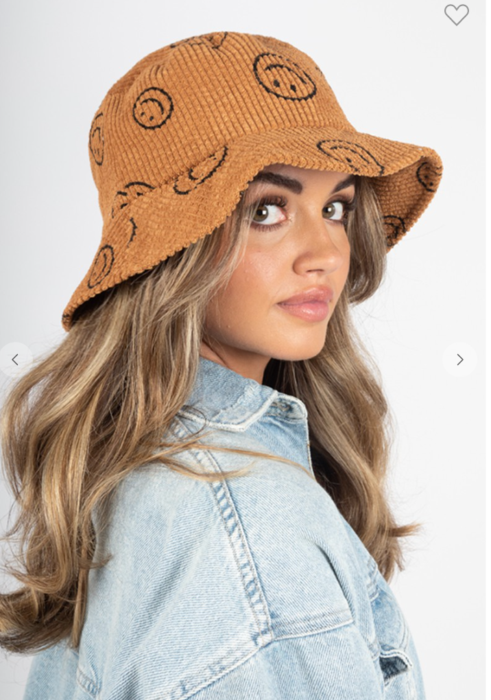 Smile Corduroy Bucket Hat - Final Sale