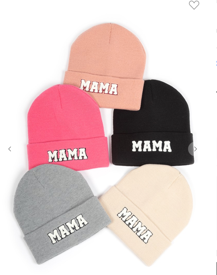 MAMA Chenille Patch Knit Beanie