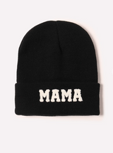 MAMA Chenille Patch Knit Beanie