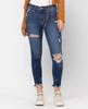 Mid Rise Raw Hem Distressed Skinny Jeans- Judy Blue - Final Sale