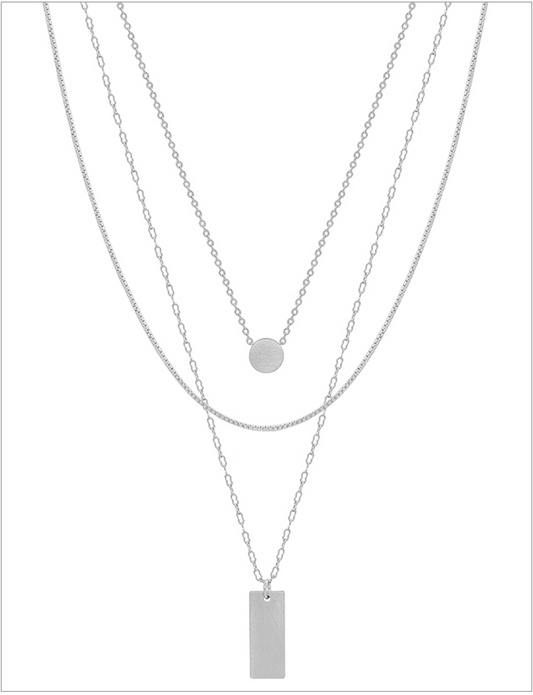 Triple Layered Silver Necklace