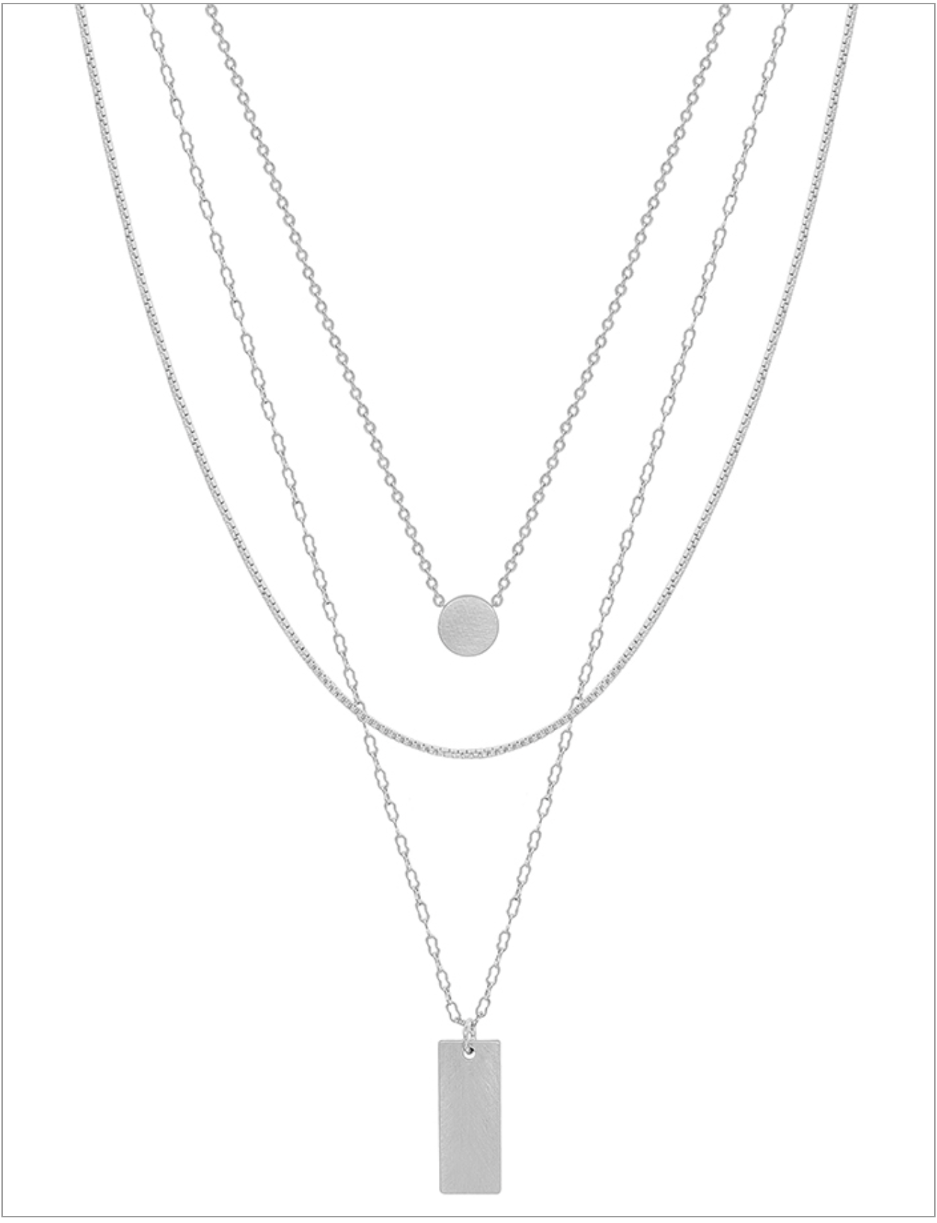 Triple Layered Silver Necklace