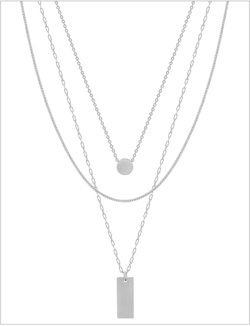 Triple Layered Silver Necklace