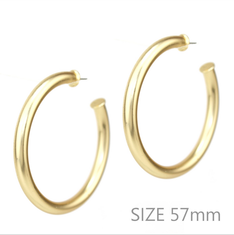Satin Gold Hoop Earrings