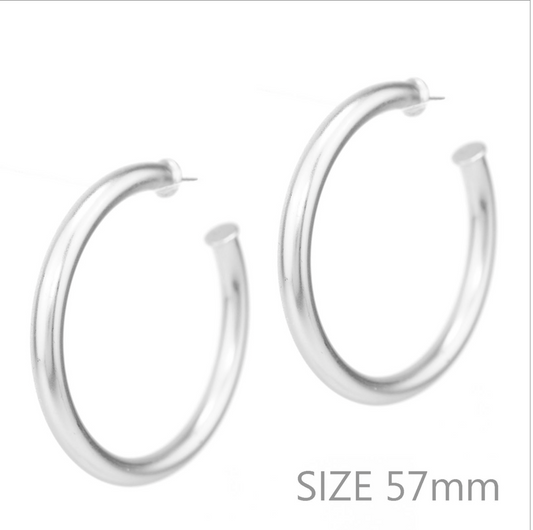 Satin Silver Hoop Earrings