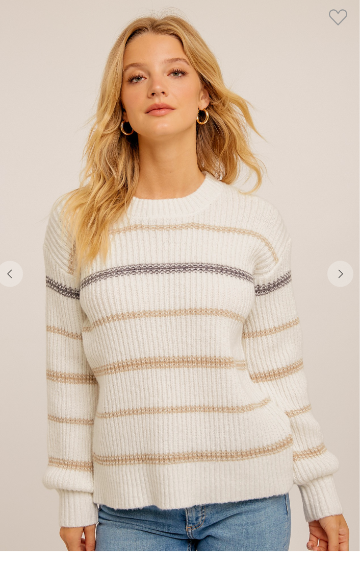 MULTI COLOR STRIPE VOLUME SLEEVE SWEATER