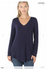 Long Sleeve VNeck Top | Zenana - LA PREORDER