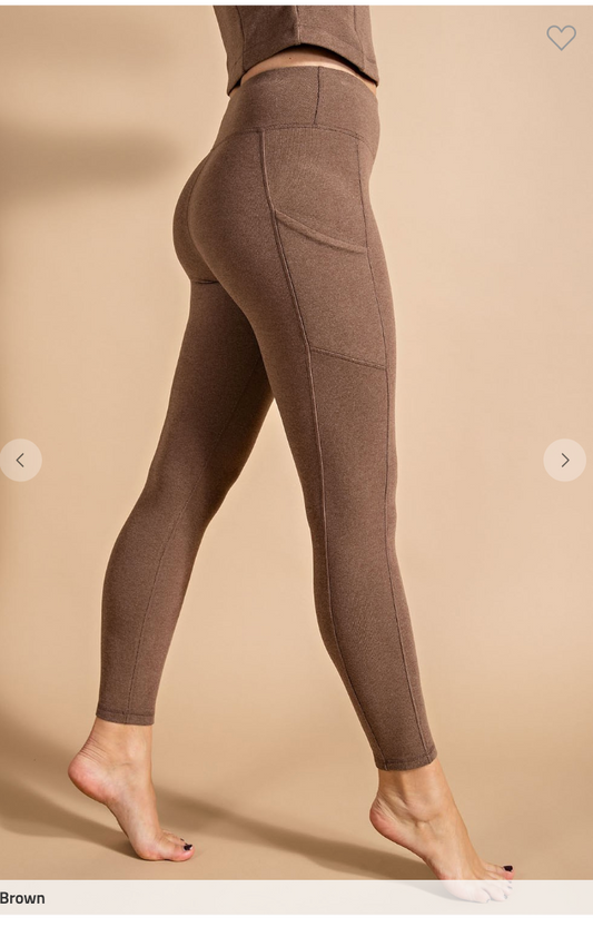 Ribbed Brushed Highrise Legging / Pockets RAE MODE Final Sale