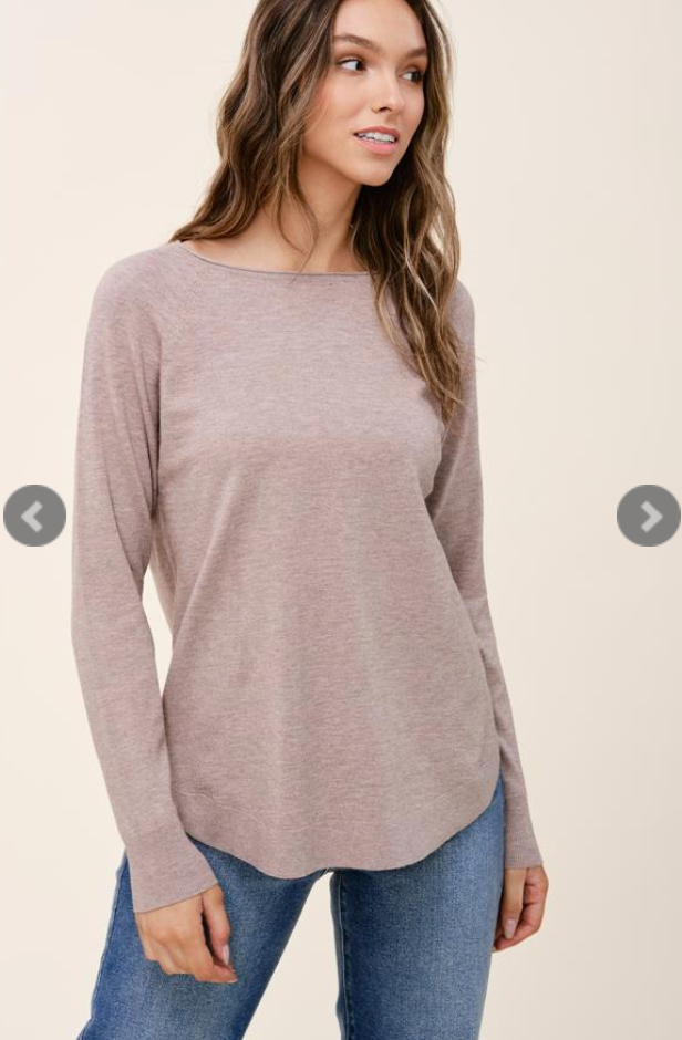 BASIC BOAT NECK HIGH AND LOW SWEATER By Staccato - Final Sale