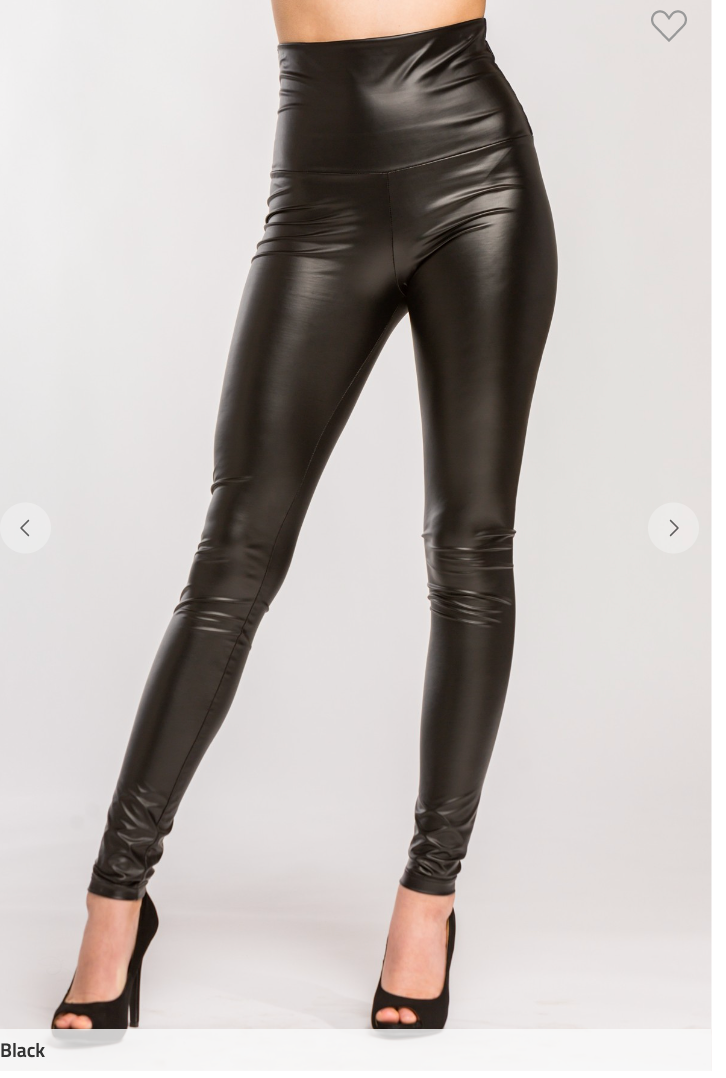 Faux Leather PU High Waist Fold Over Band Leggings - Final Sale