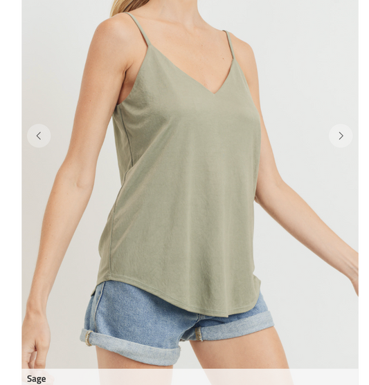 Stretch Solid V-Neck Sleeveless Tank Top - Final Sale