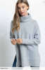 Turtle Neck Long Sleeve Side Slit Tunic - Final Sale