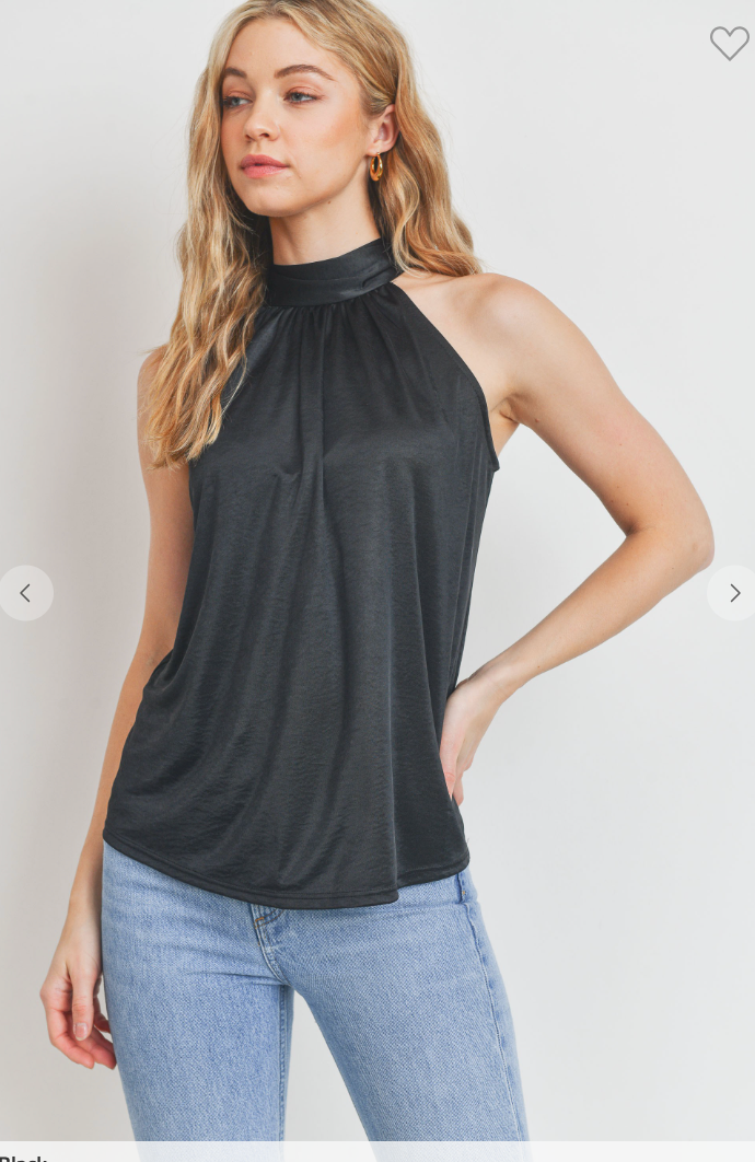 Halter Neckline Sleeveless Back Tie Knit Top - Final Sale