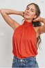 Halter Neckline Sleeveless Back Tie Knit Top - Final Sale