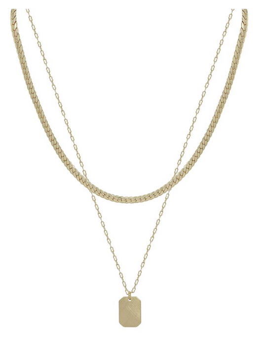 Matte Gold Layered Chain Necklace