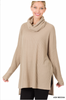 Ash mocha thermal waffle high low sweater 