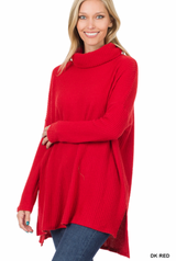 red thermal waffle tunic 