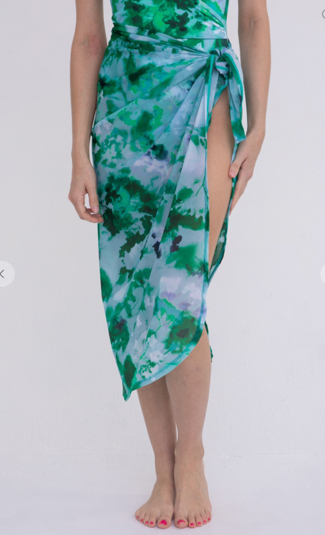 Tie-Dye Watercolor Sheer Midi Swim Sarong - Final Sale