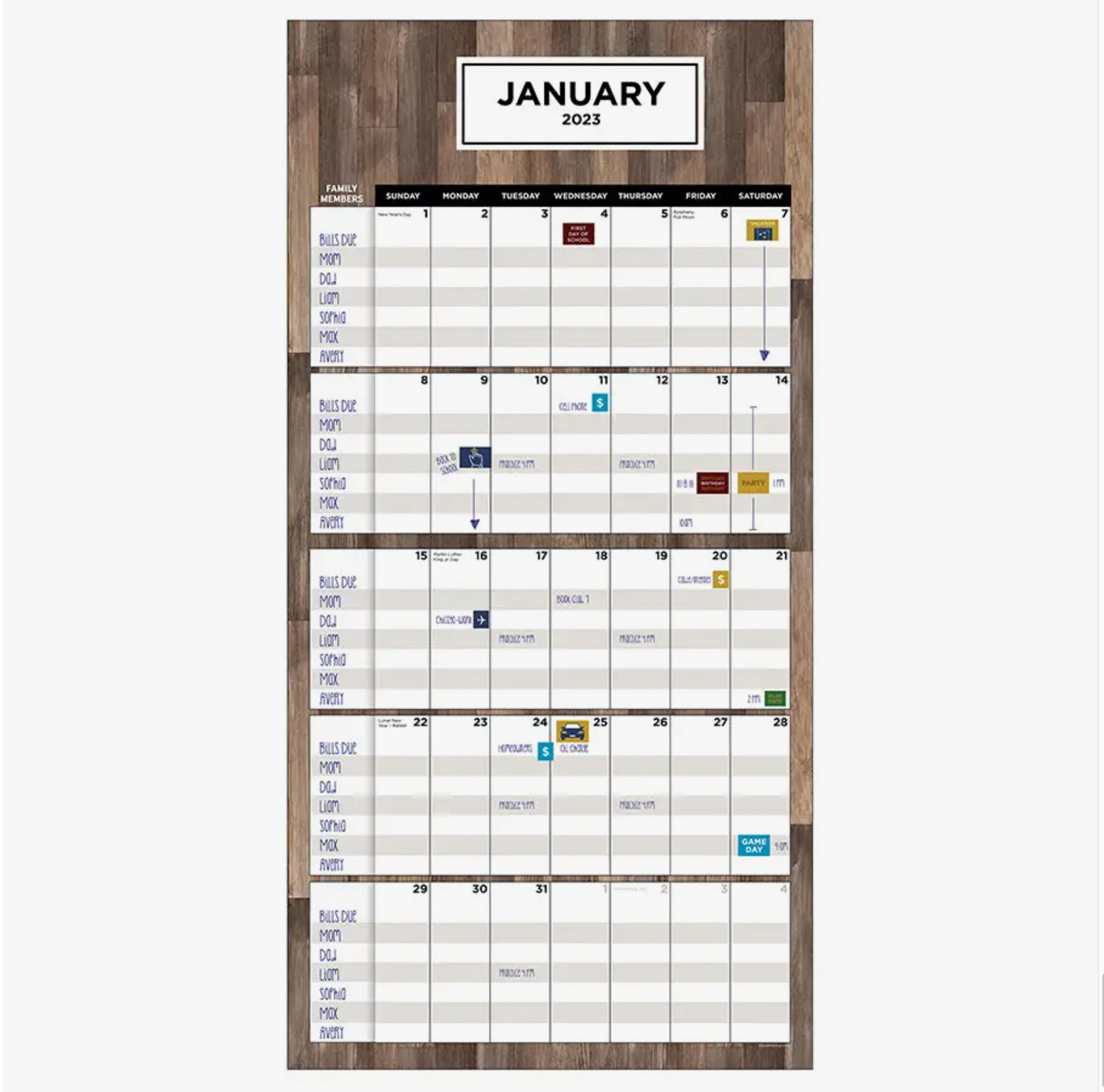 2023 Parent Planner Wall Calendar 1/2 Off Sale